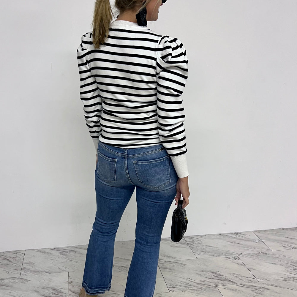 
                  
                    Harrison Stripe Puff Sleeve Sweater (Black)
                  
                