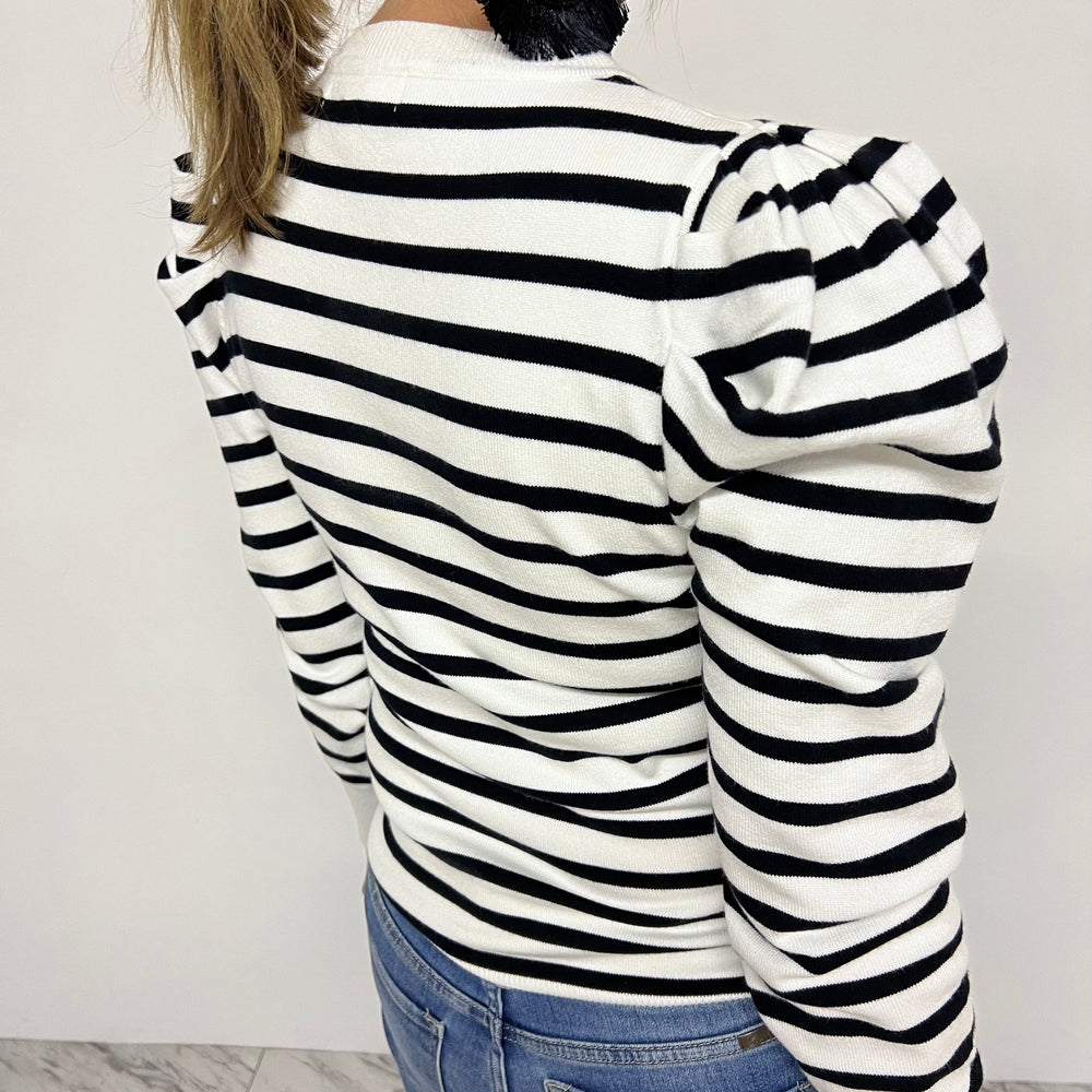 
                  
                    Harrison Stripe Puff Sleeve Sweater (Black)
                  
                