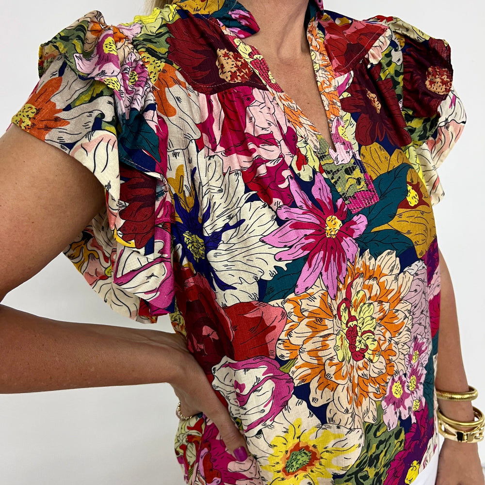
                  
                    Follie Floral + Flutter Top
                  
                