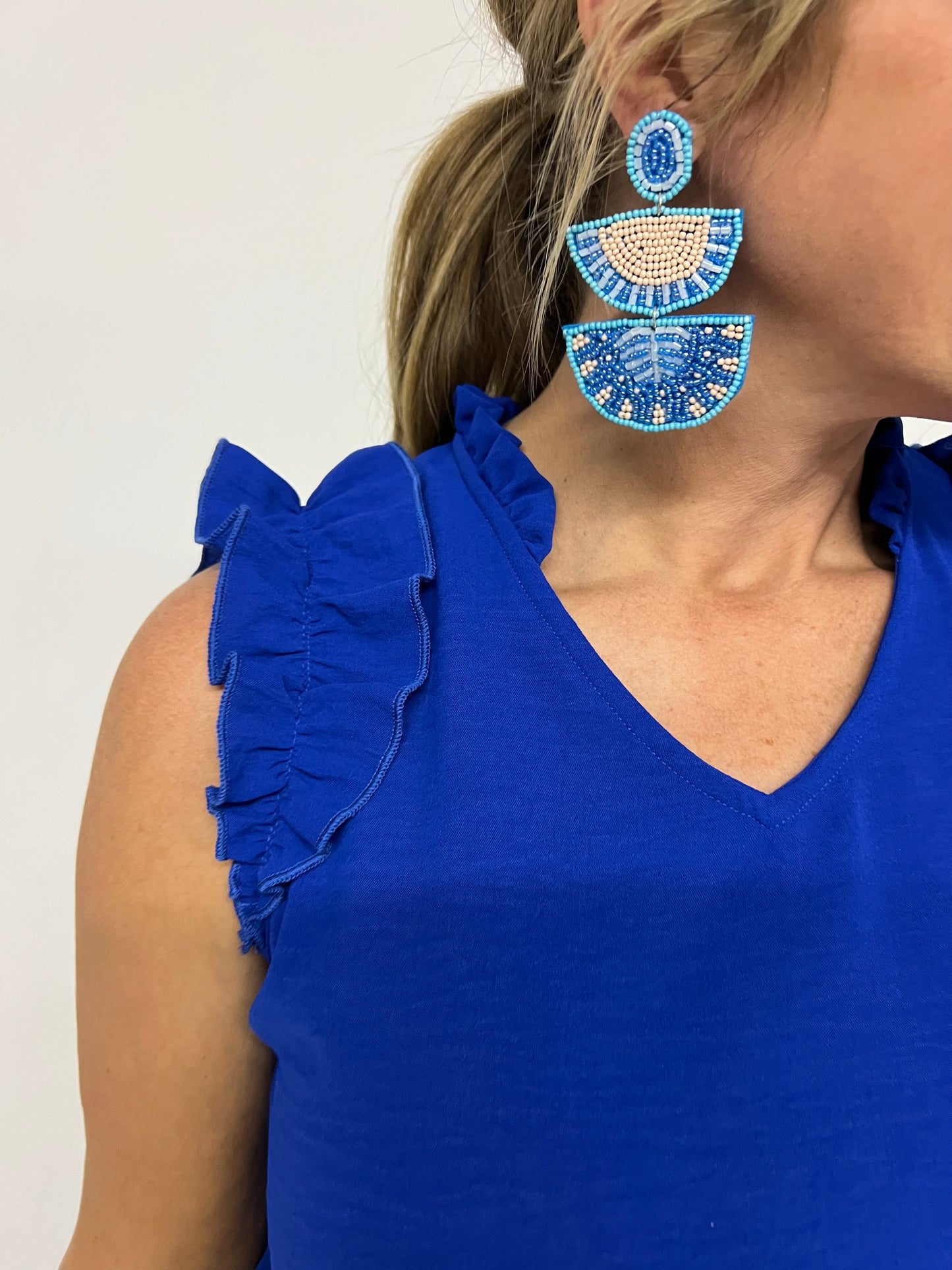 Regan Ruffle Top (royal blue) - FINAL SALE