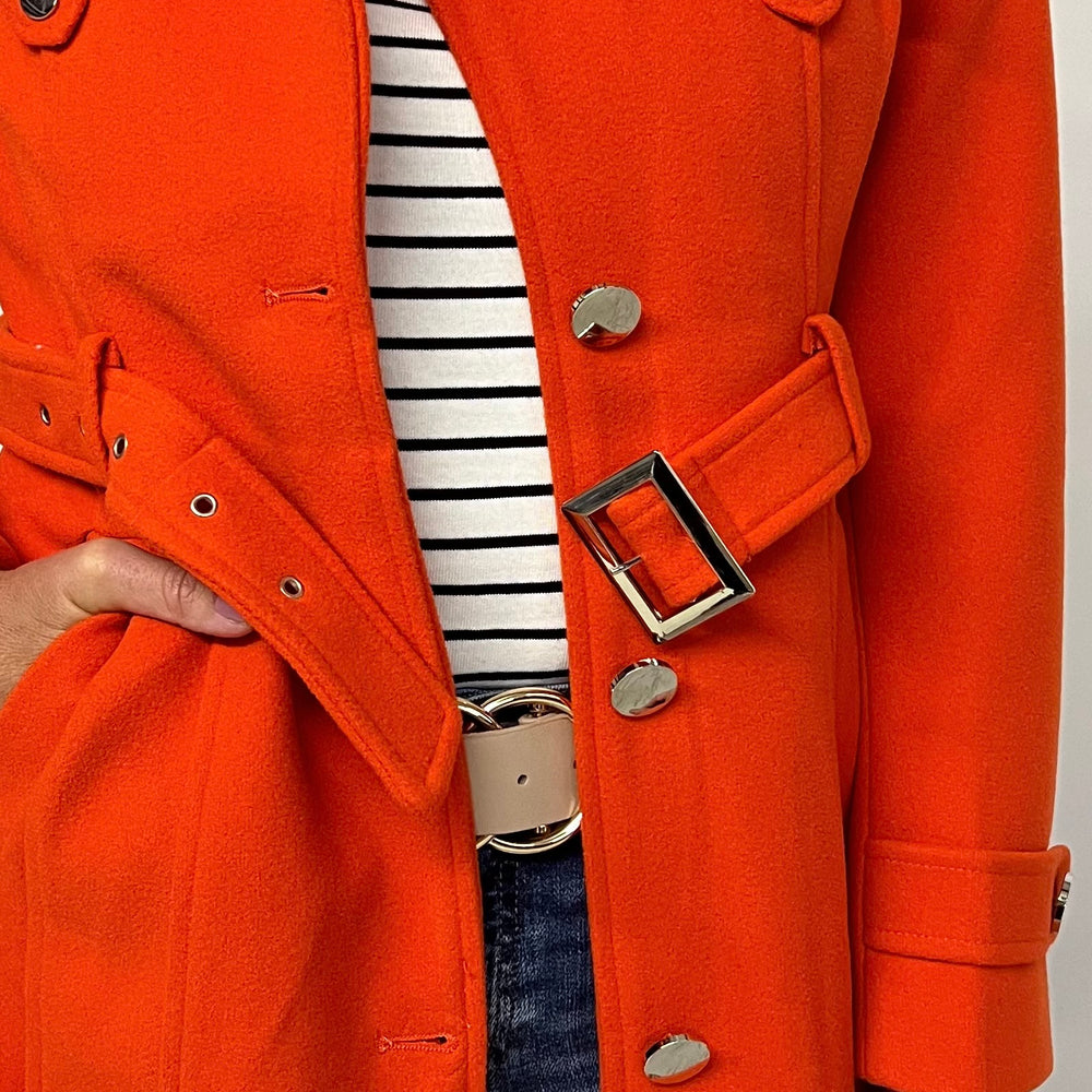 Avery Belted Coat (Orange) - FINAL SALE