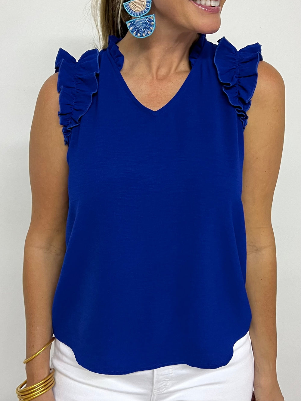 Regan Ruffle Top (royal blue) - FINAL SALE