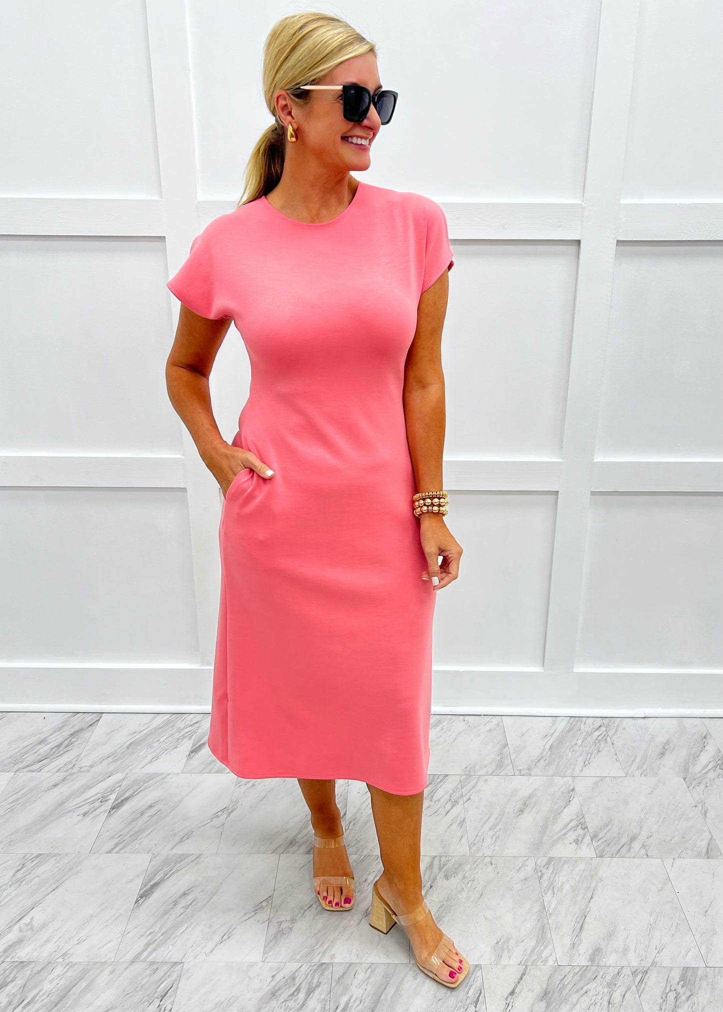 Elevate Essential Midi Dress (Coral) shop chartreuse Elevate Essential Midi Dress (Coral) shop chartreuse