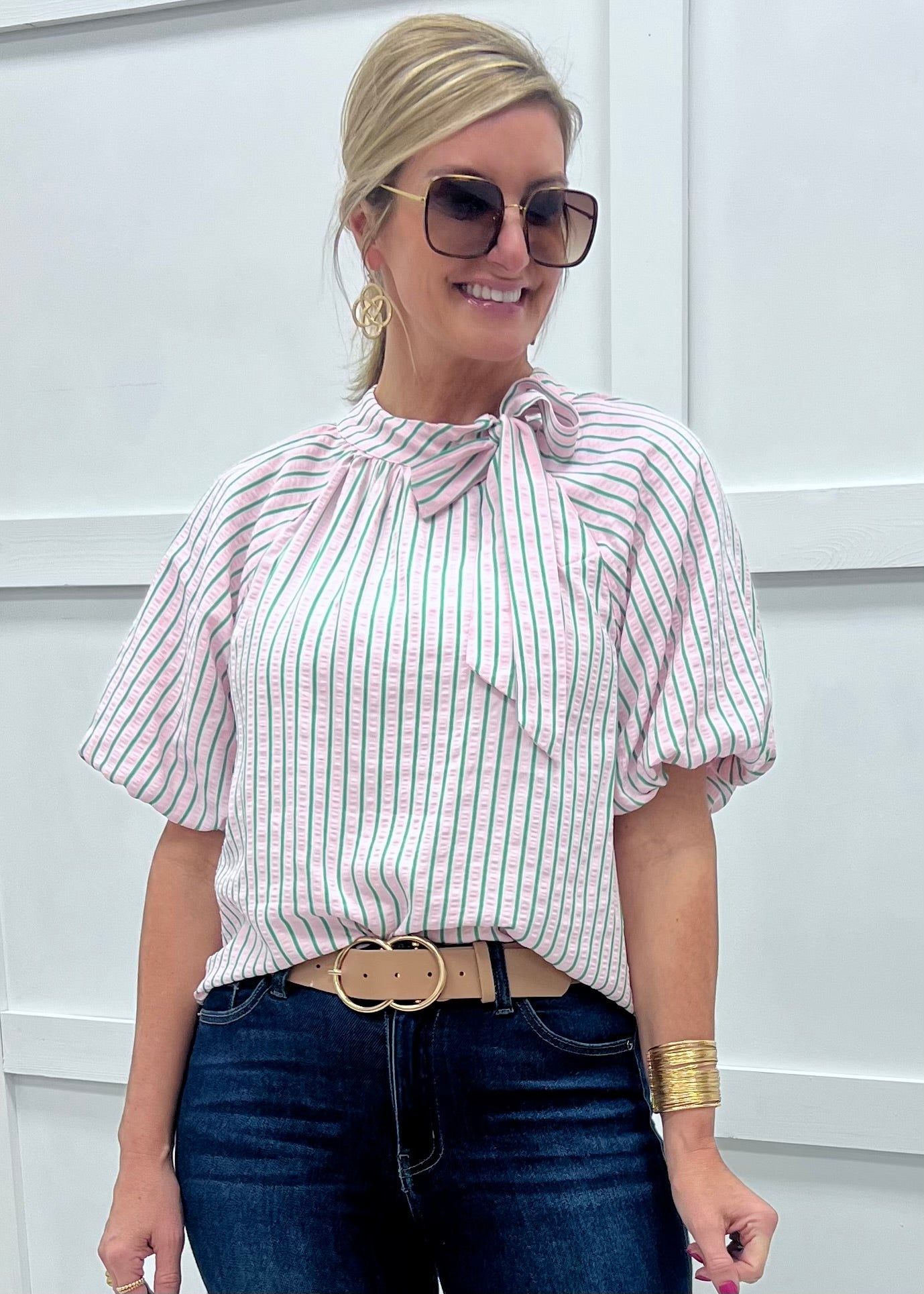 Smitten Stripe + Bow Top
