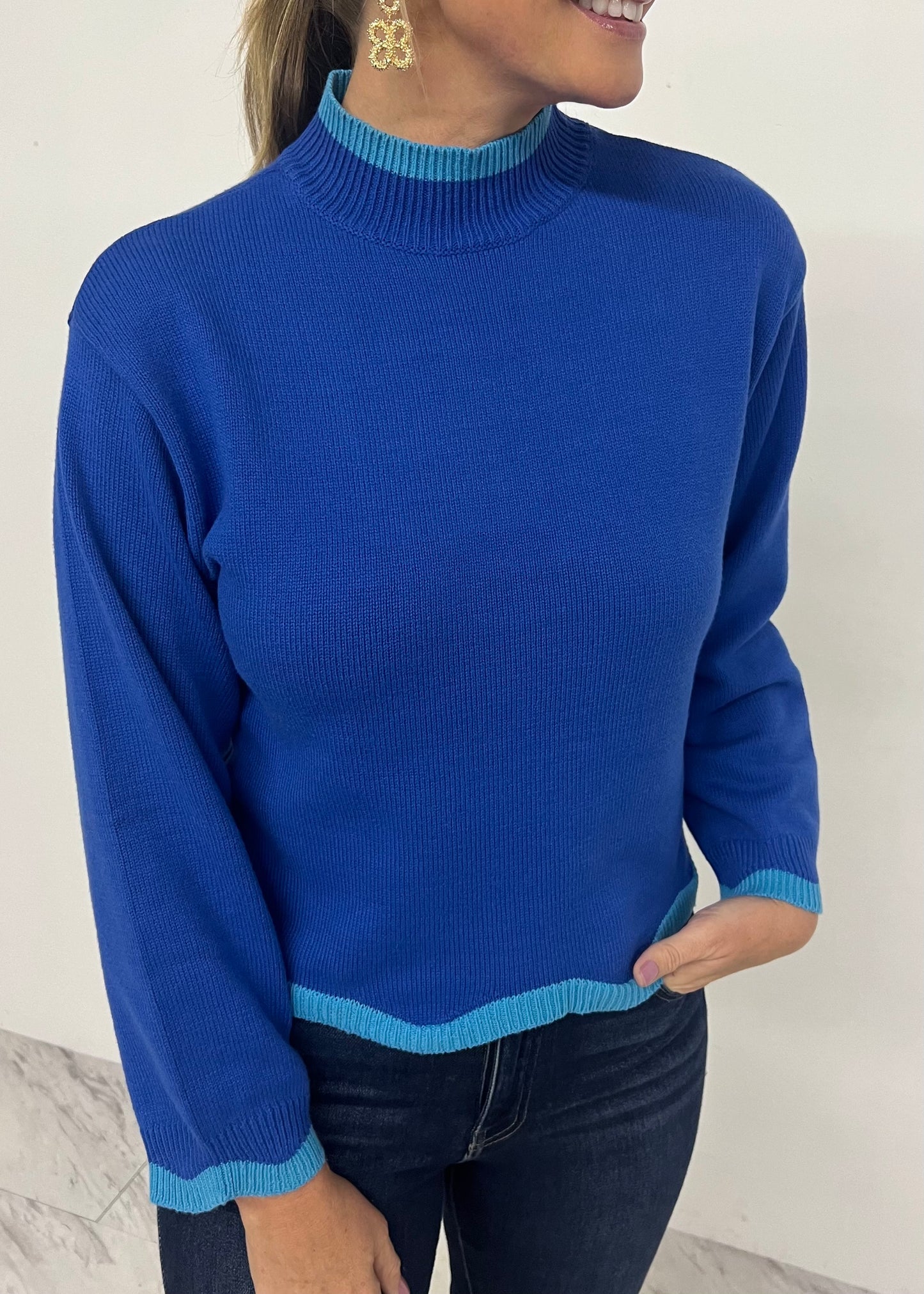 Macie Scallop Sweater (Blue)