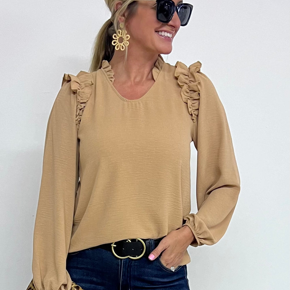 Raleigh Ruffle Shoulder Top-FINAL SALE