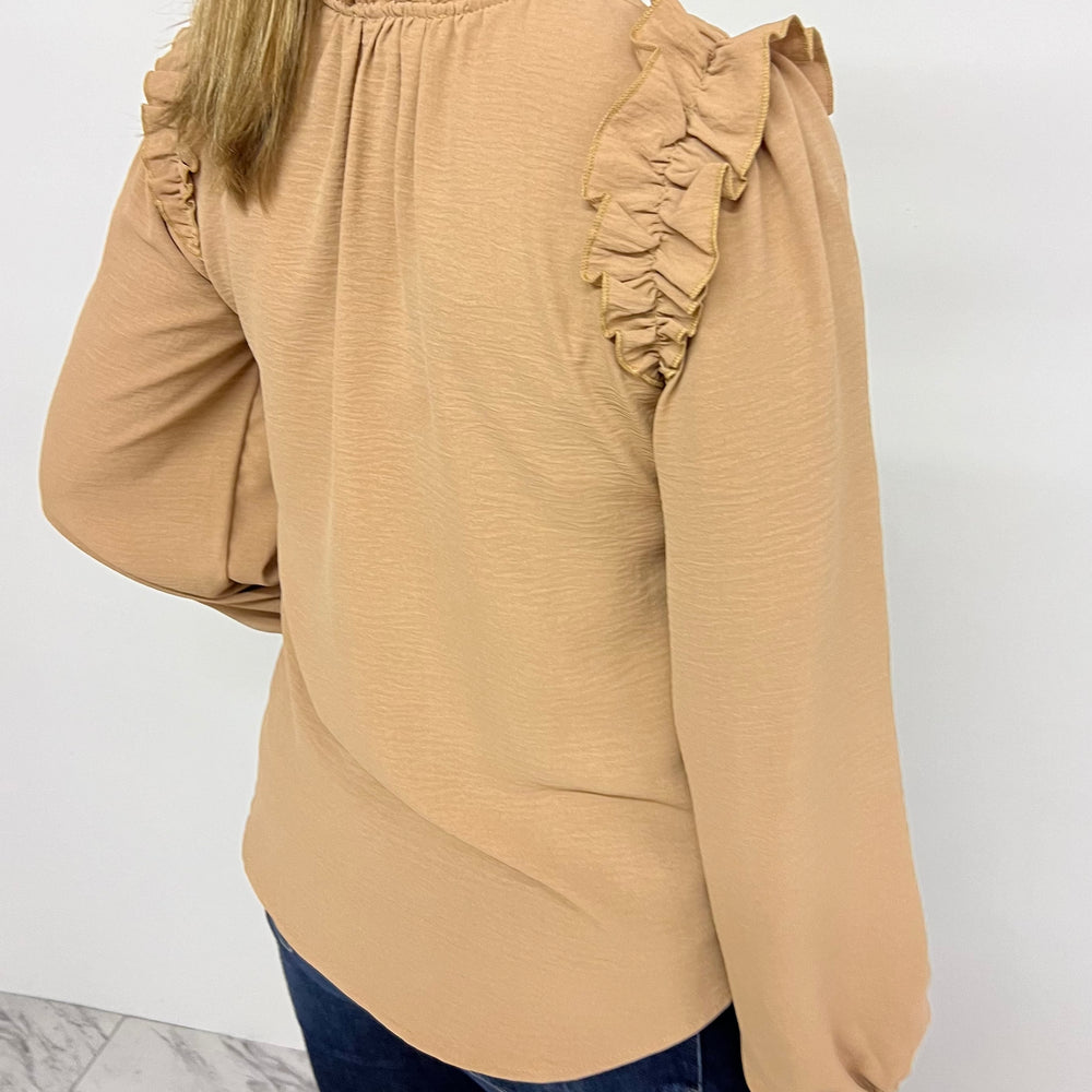 
                  
                    Raleigh Ruffle Shoulder Top
                  
                