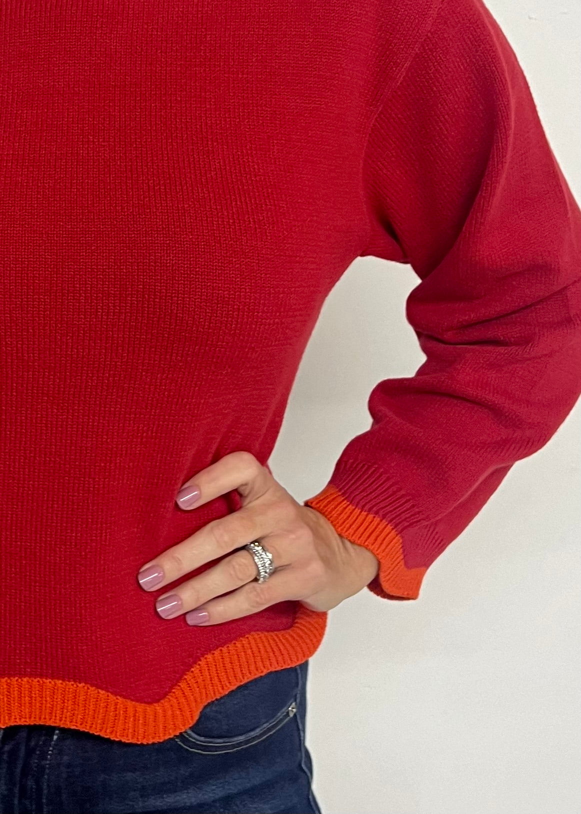 Macie Scallop Sweater (Red)