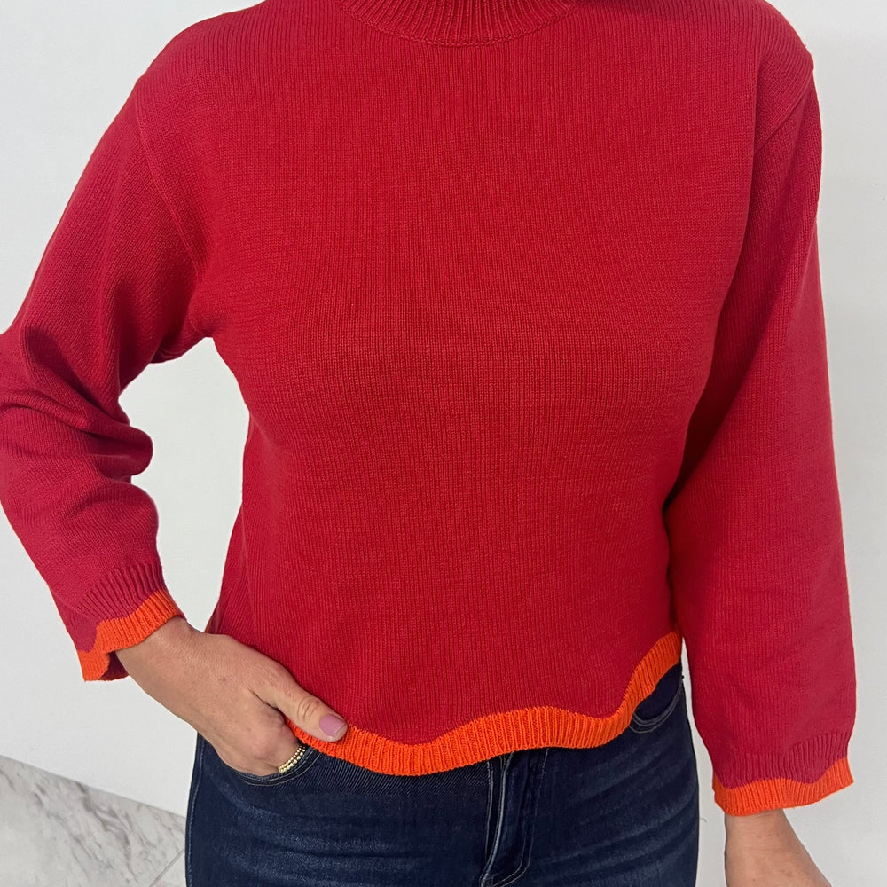 
                  
                    Macie Scallop Sweater (Red)
                  
                