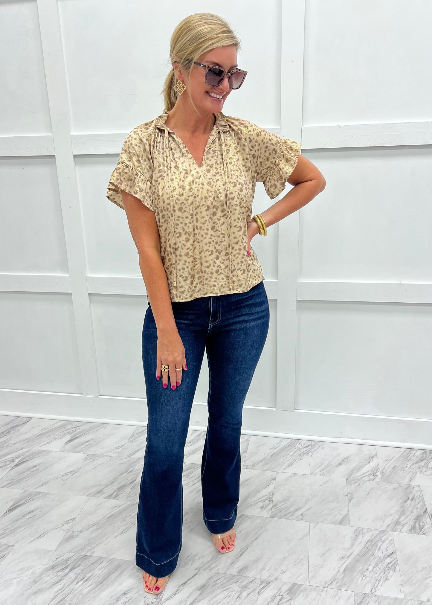 Athena Shimmer Leopard Top