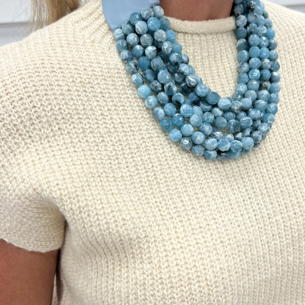LULU Beaded Necklace (dusty blue)