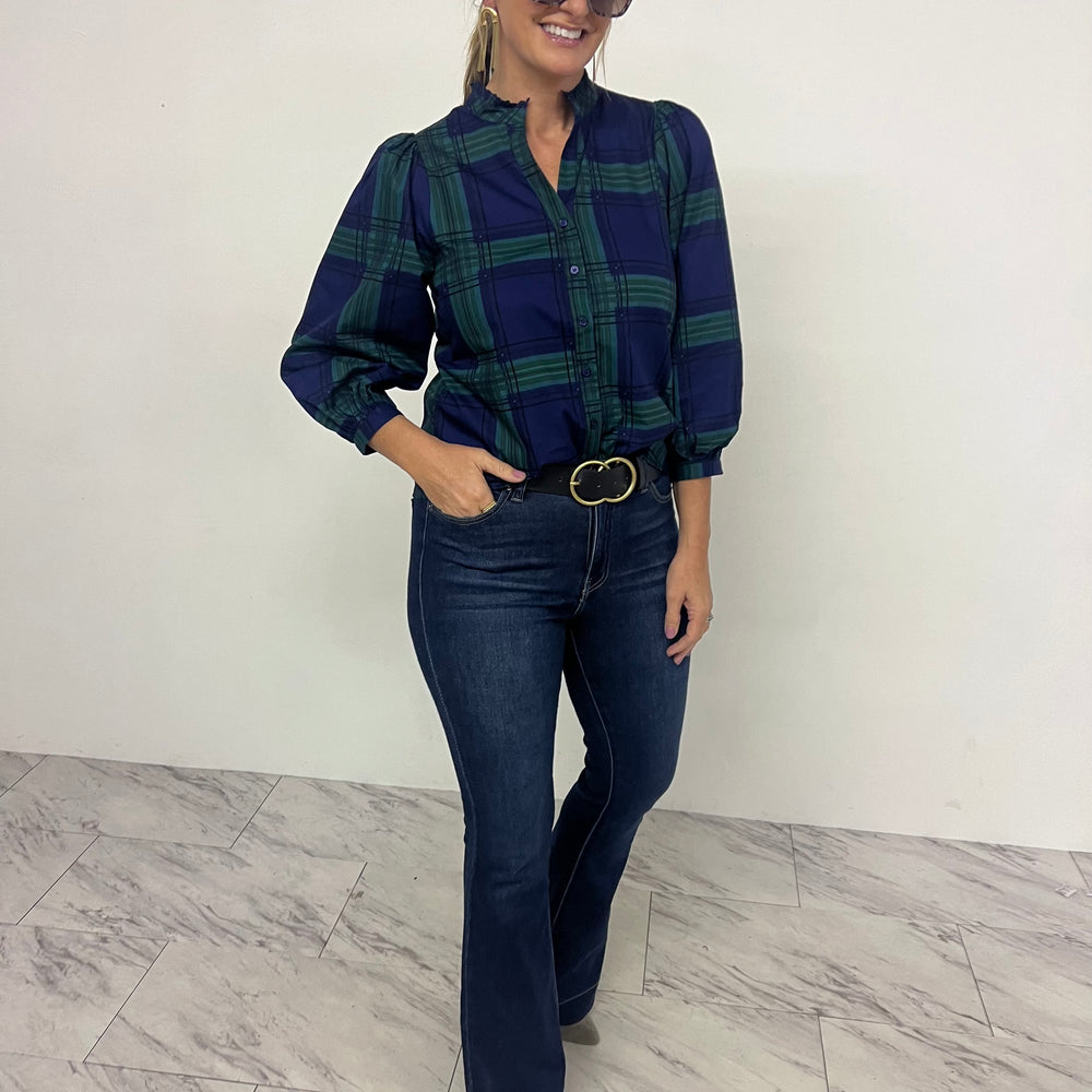 
                  
                    Happy Holiday Plaid + Button Top- FINAL SALE
                  
                