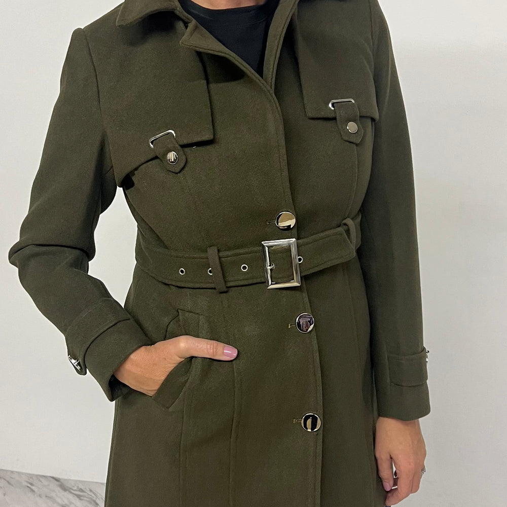 Avery Belted Coat (Olive) - FINAL SALE