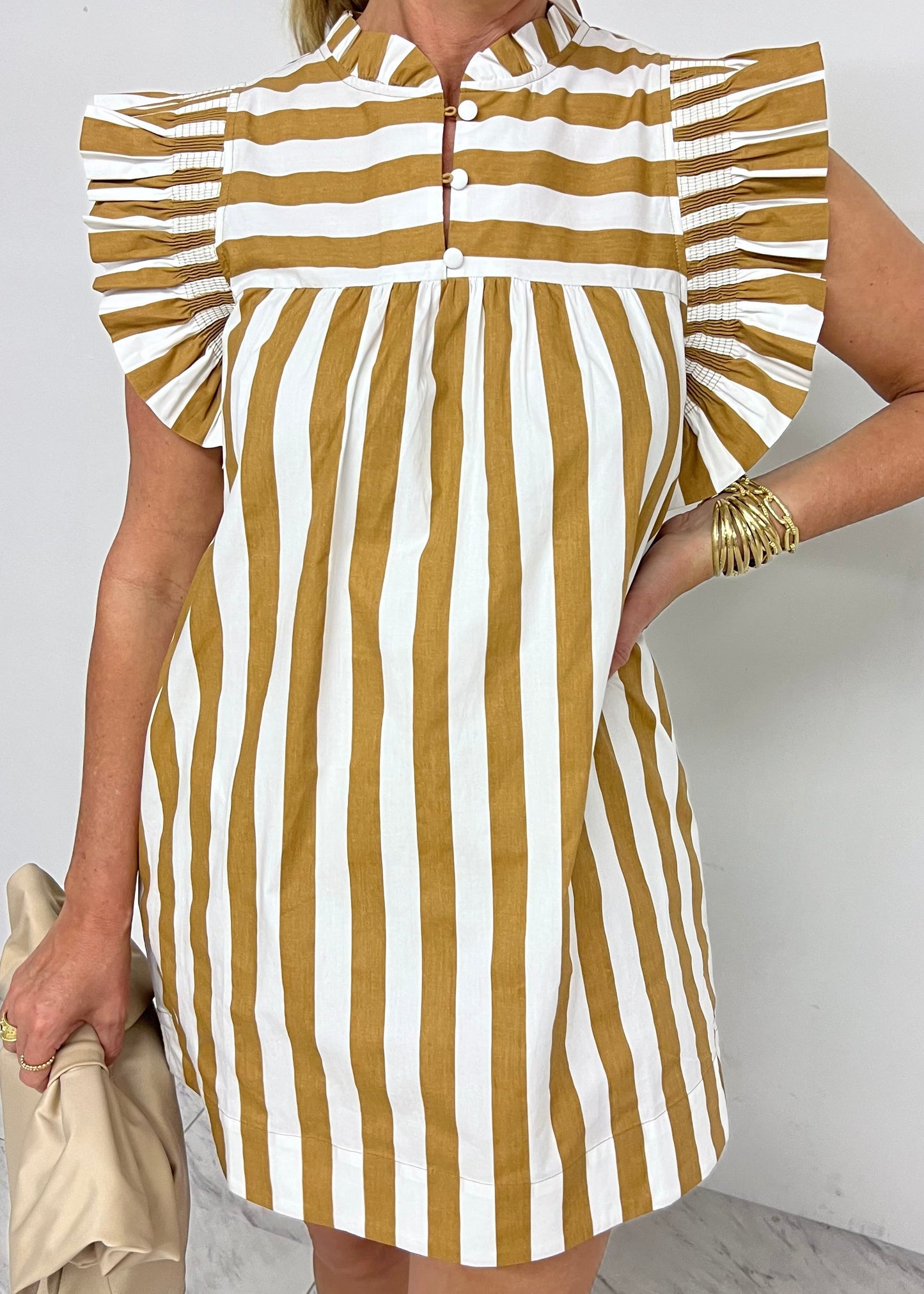 Tilly Taupe Stripe Dress