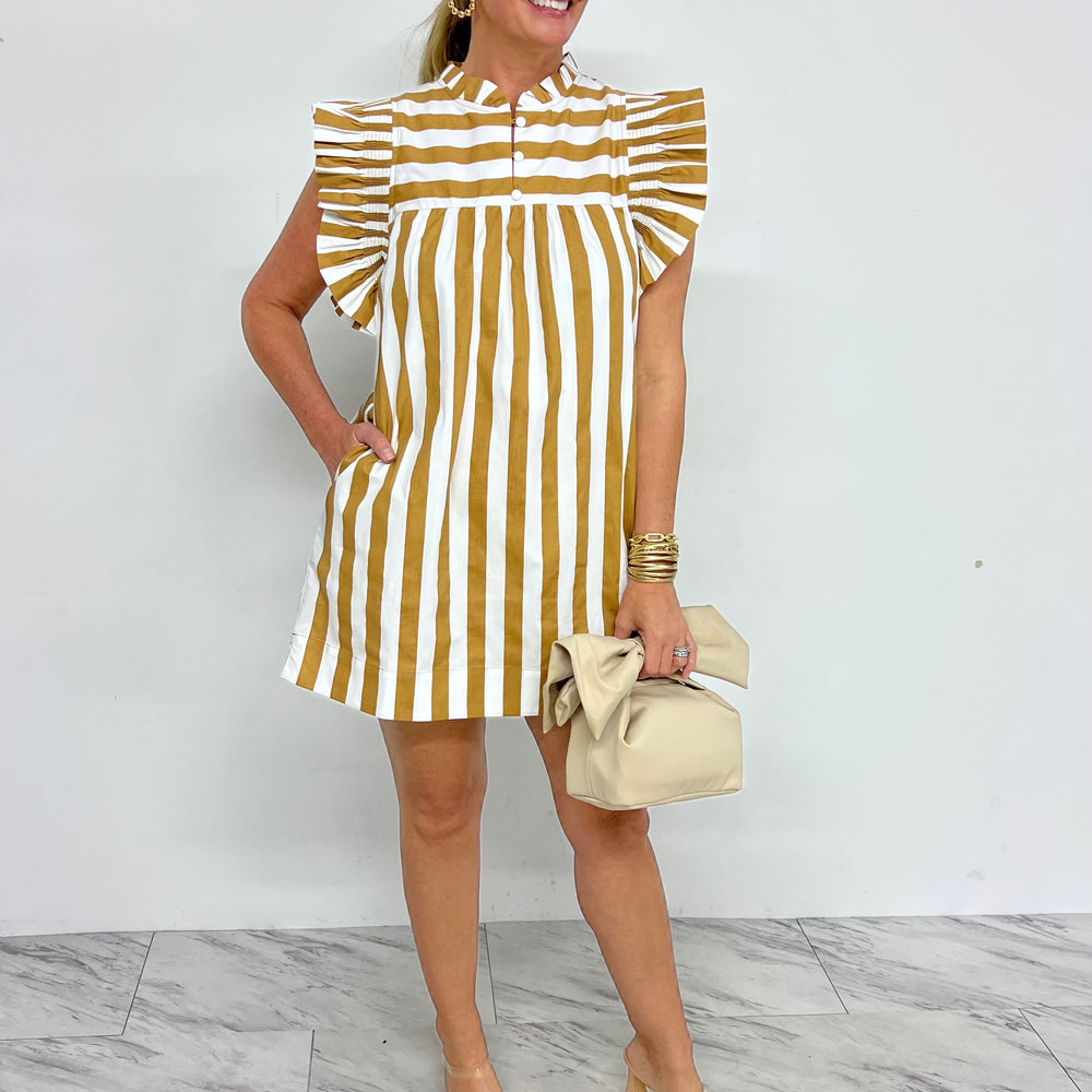 Tilly Taupe Stripe Dress