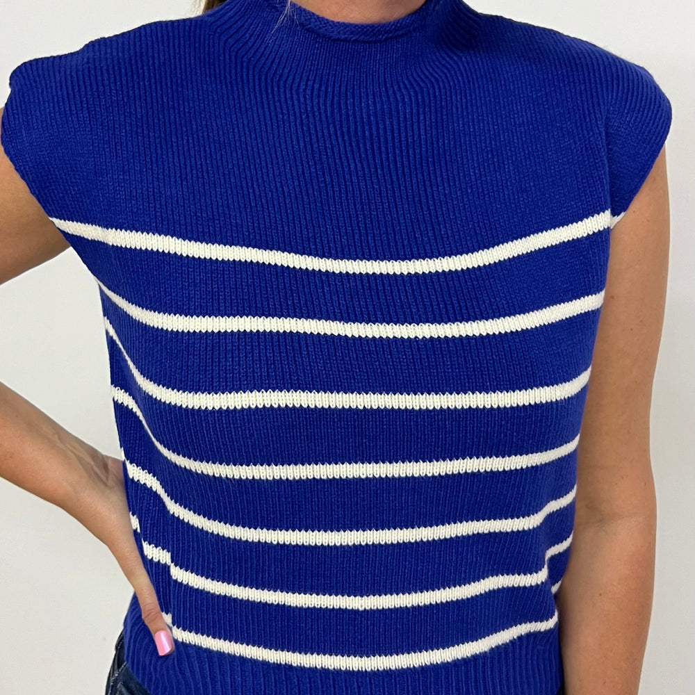 
                      
                        Waldorf Stripe Short Sleeve Sweater (Blue)
                      
                    