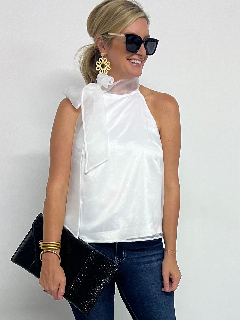 Bowery Bow Top (White) - FINAL SALE