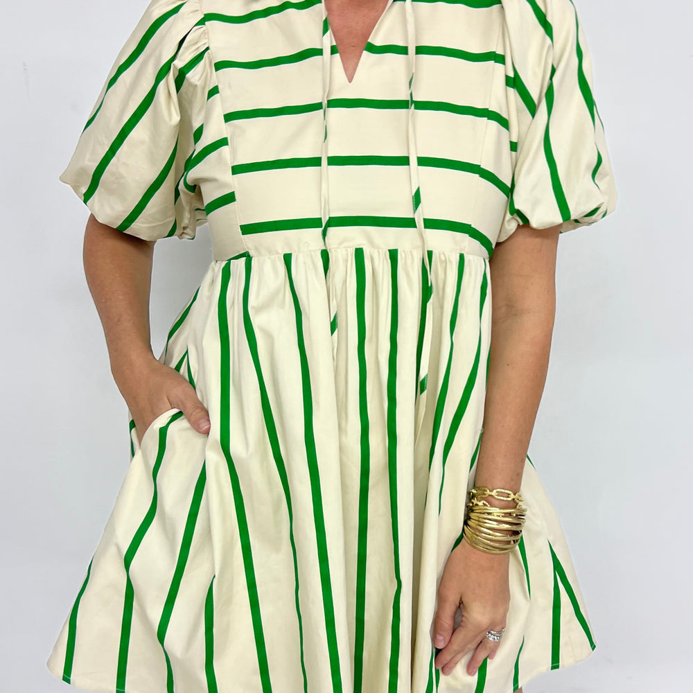 
                  
                    Tribeca Green Stripe Dress
                  
                