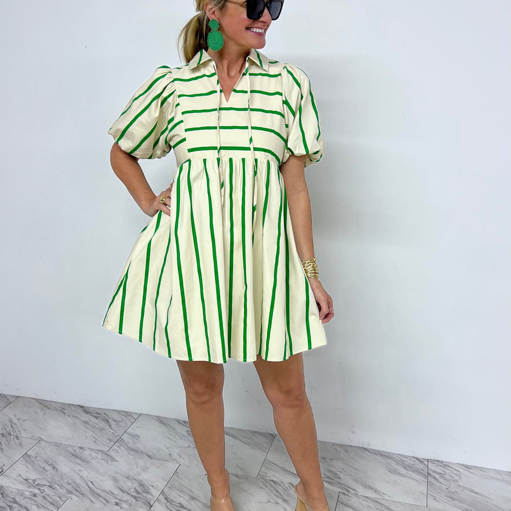 Tribeca Green Stripe Dress