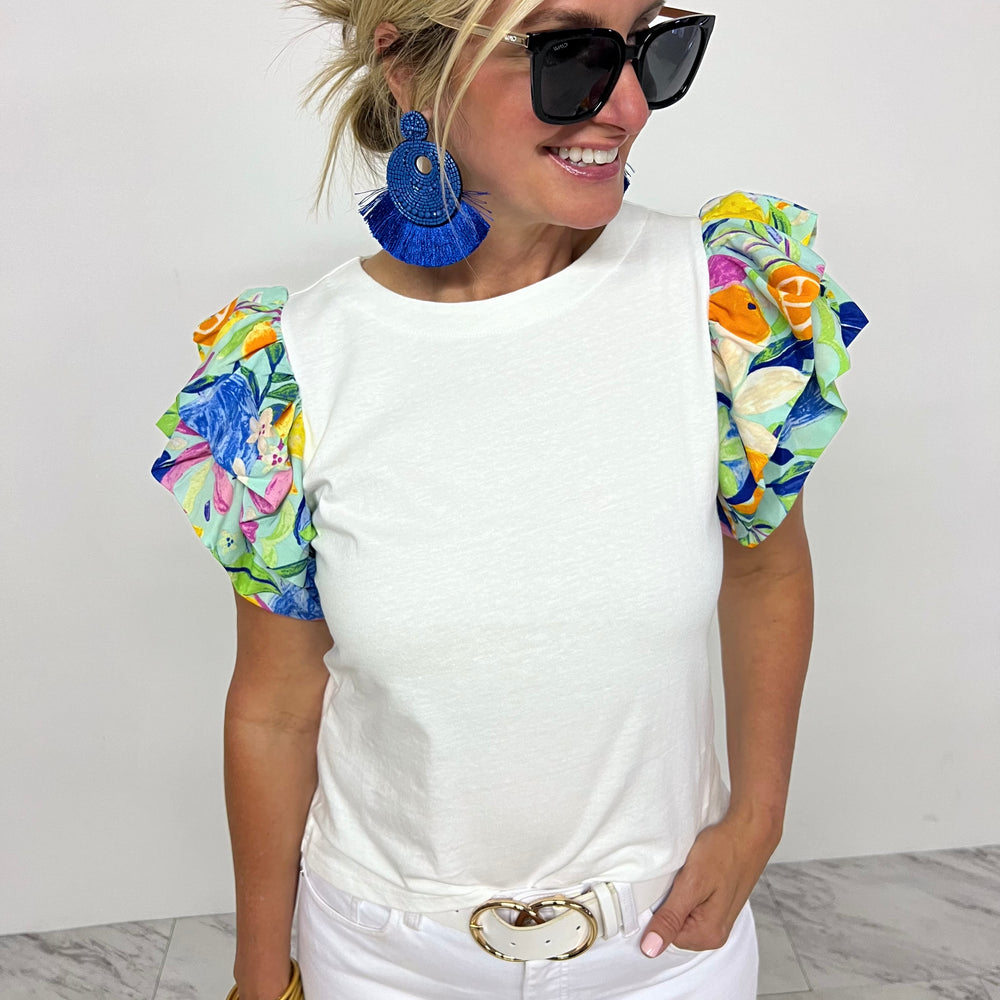 Caribbean Cool Statement Sleeve Top - FINAL SALE