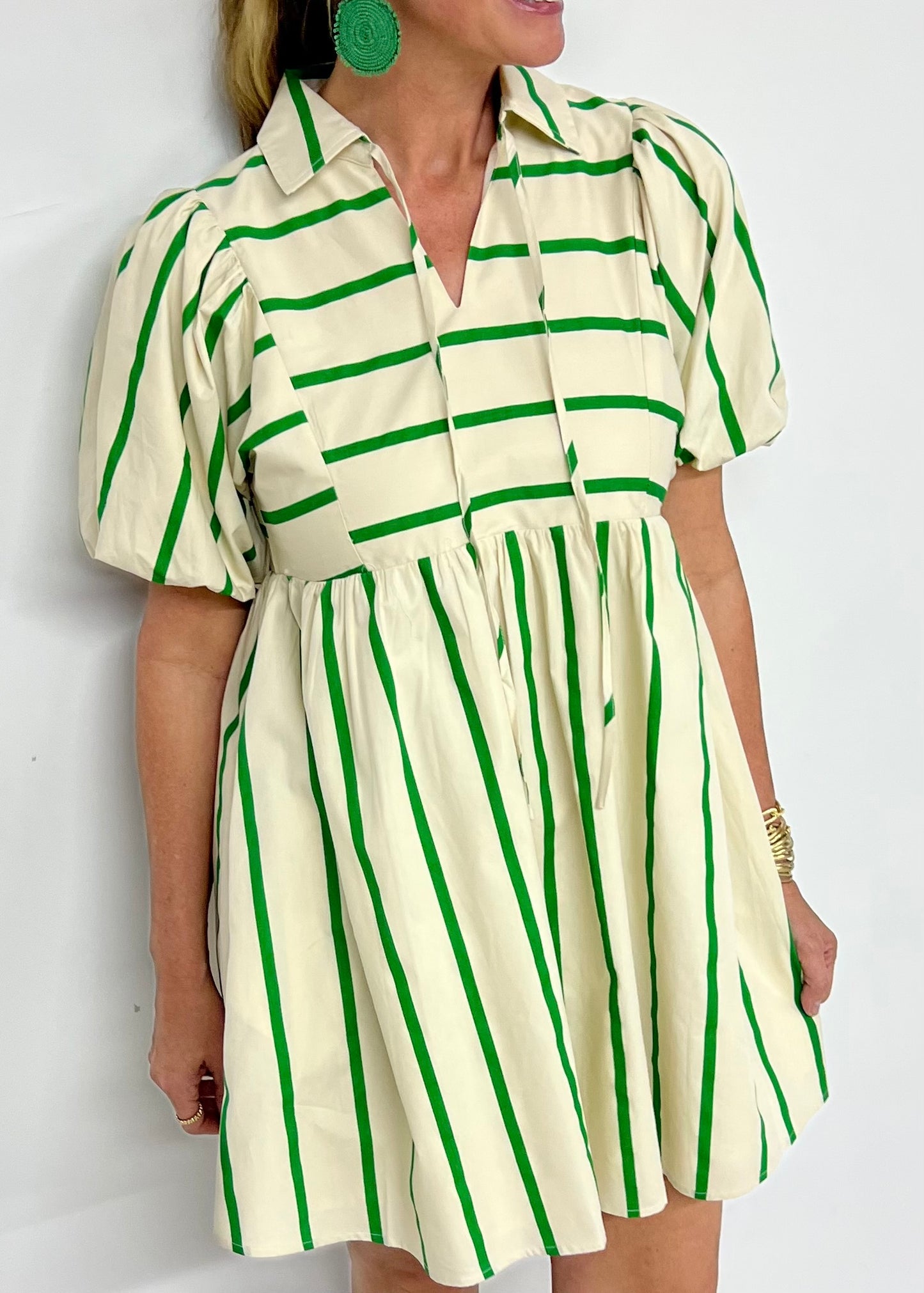 Tribeca Green Stripe Dress