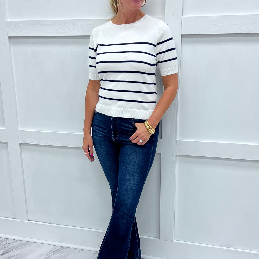 Serena Stripe Sweater (White)