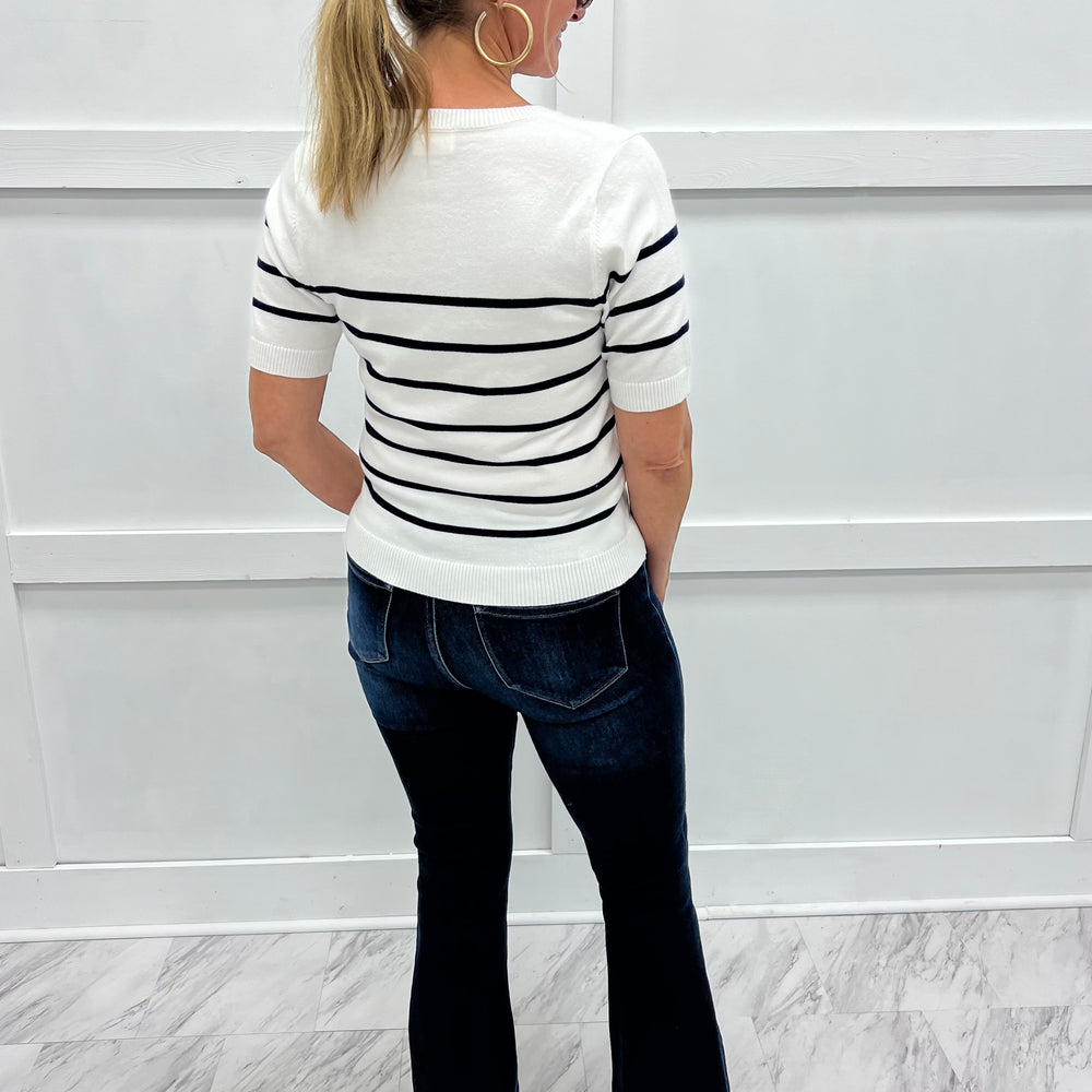 
                  
                    Serena Stripe Sweater (White)
                  
                