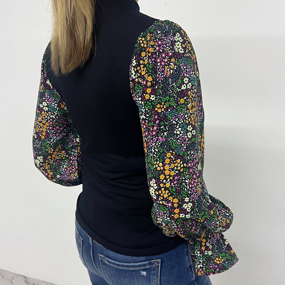 
                  
                    Addison Black Floral Sleeve Top
                  
                