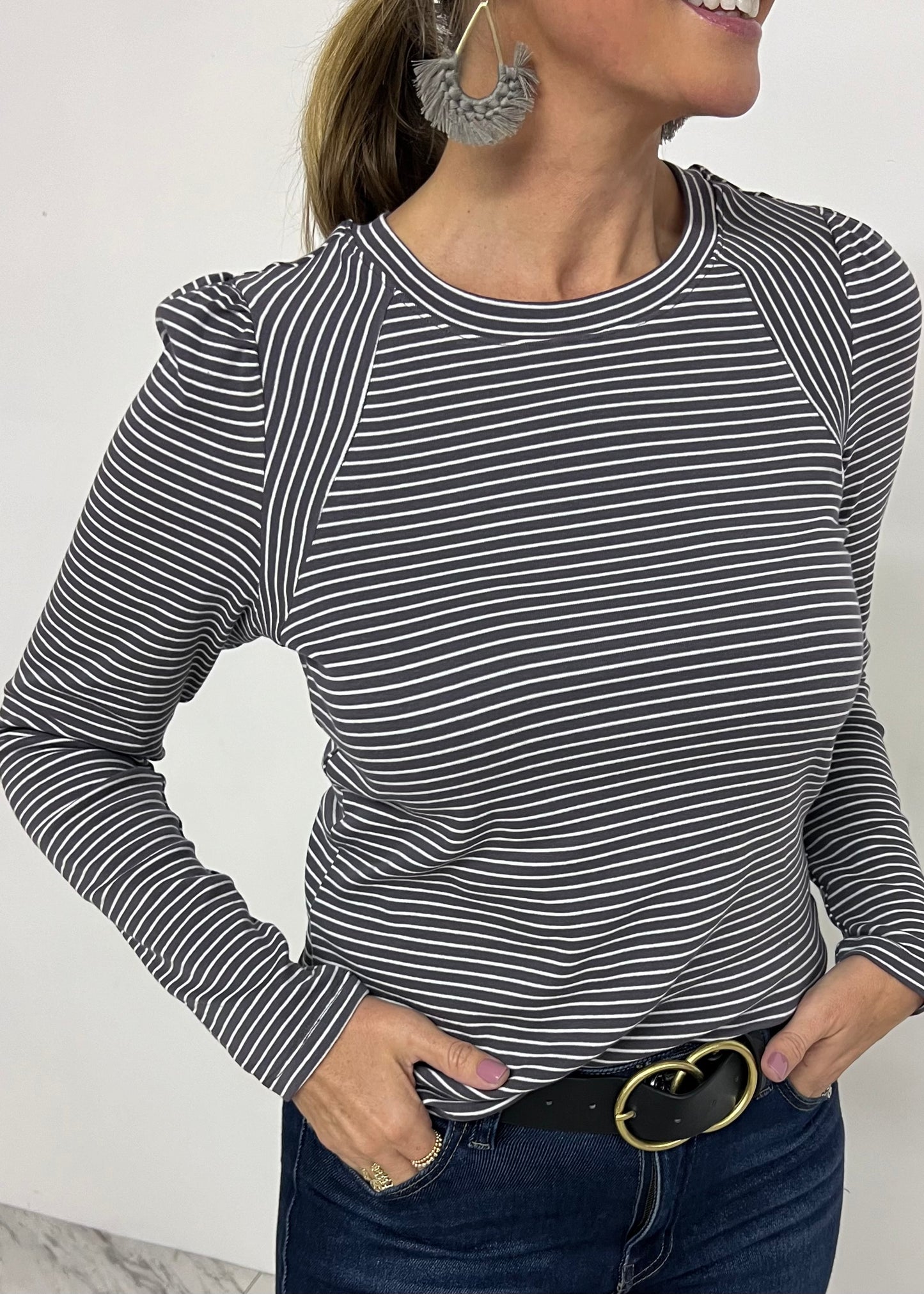 Walker Stripe Top (Grey)