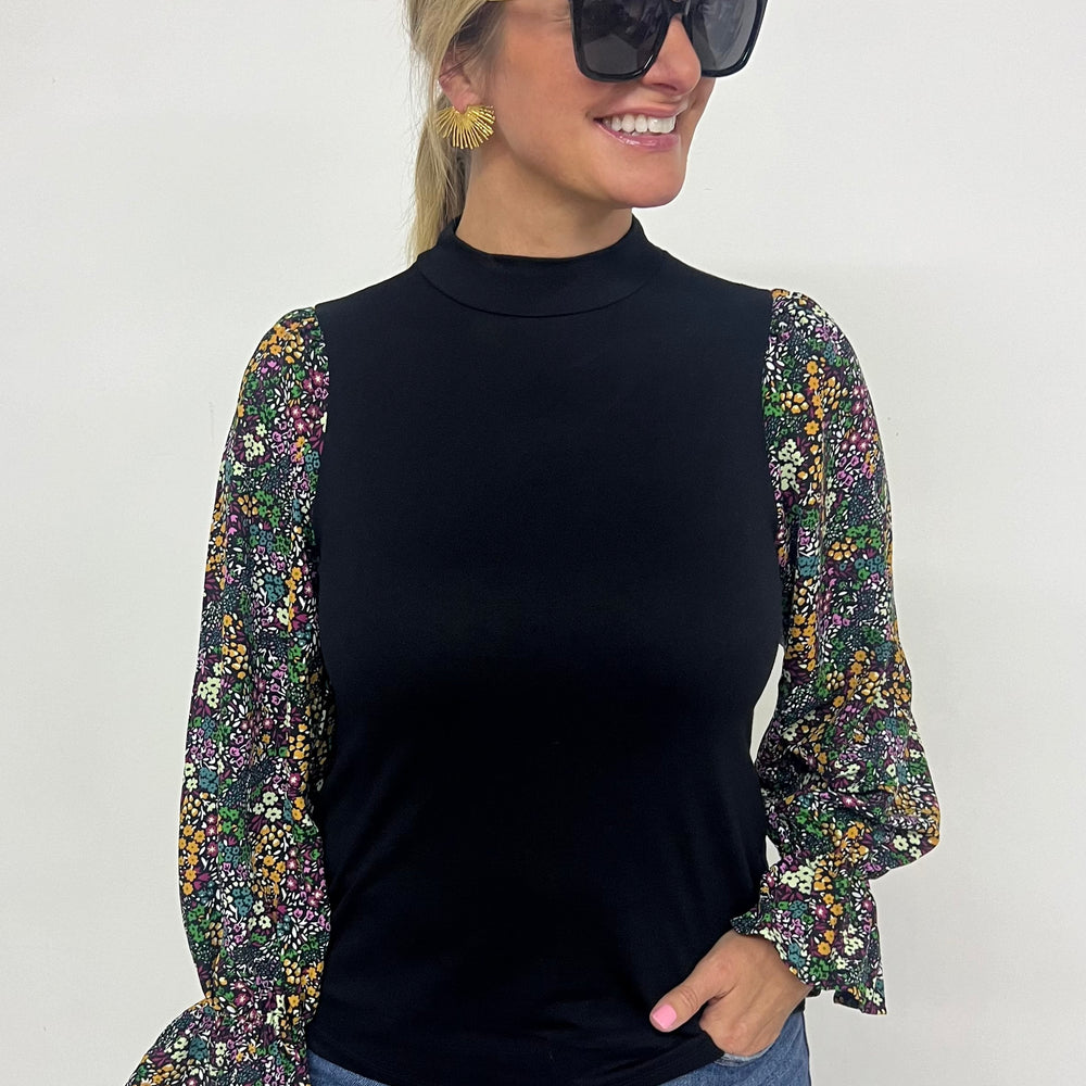 
                  
                    Addison Black Floral Sleeve Top
                  
                