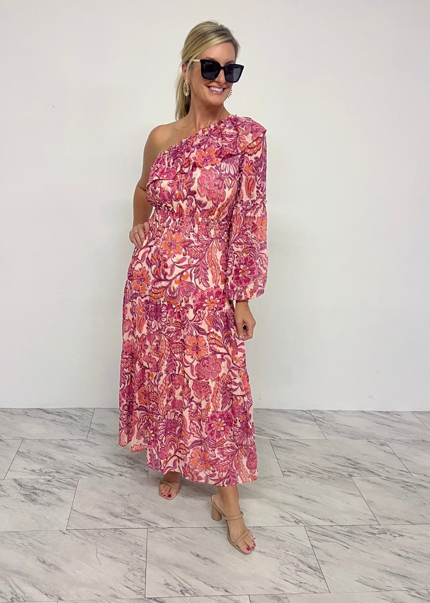 Naomi Single Sleeve Maxi Dress - FINAL SALE