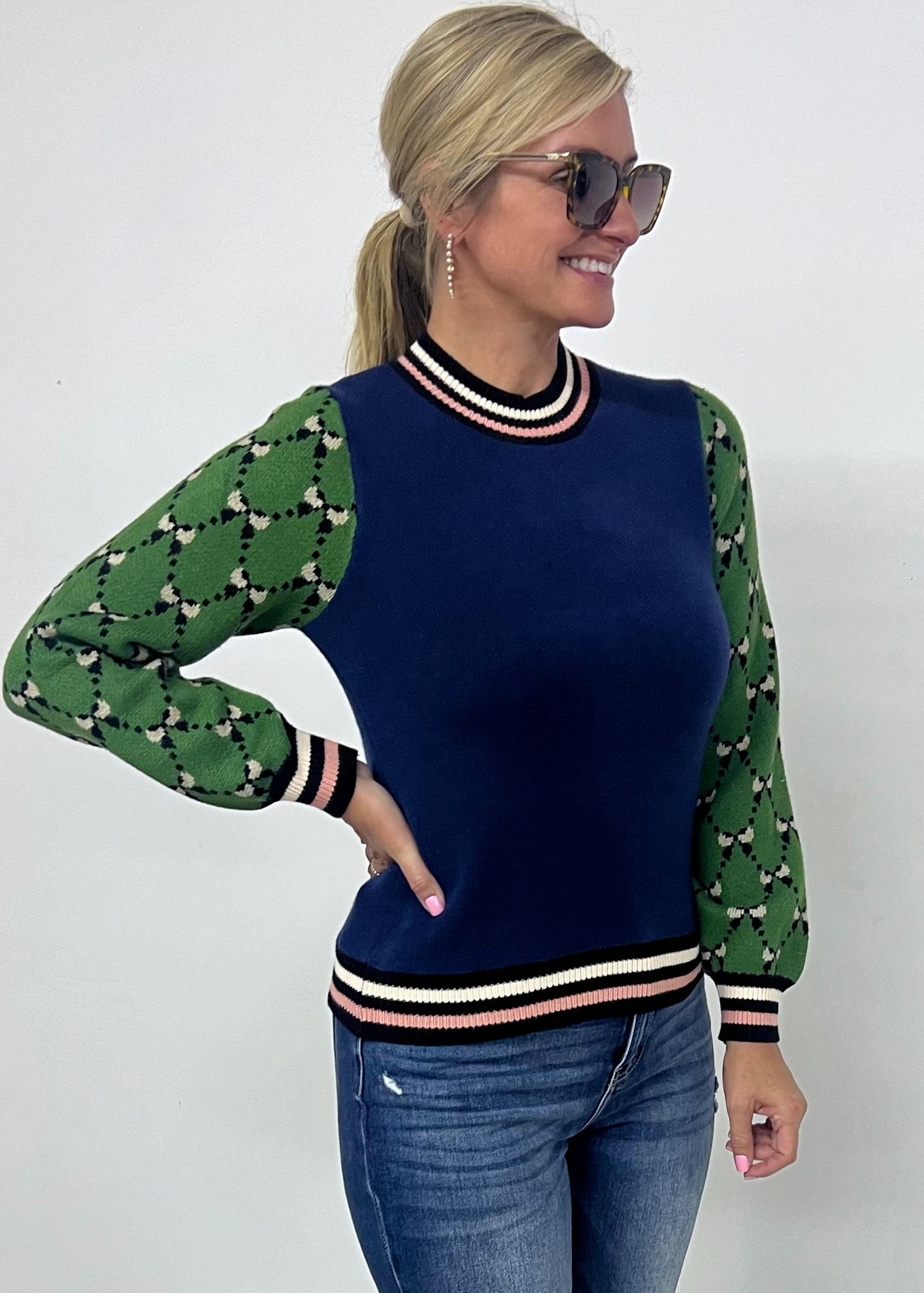 Clarke Colorblock + Bow Sweater