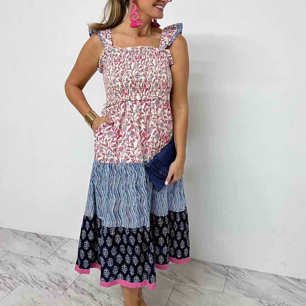 The Eve Mix Smocked Maxi Dress- FINAL SALE