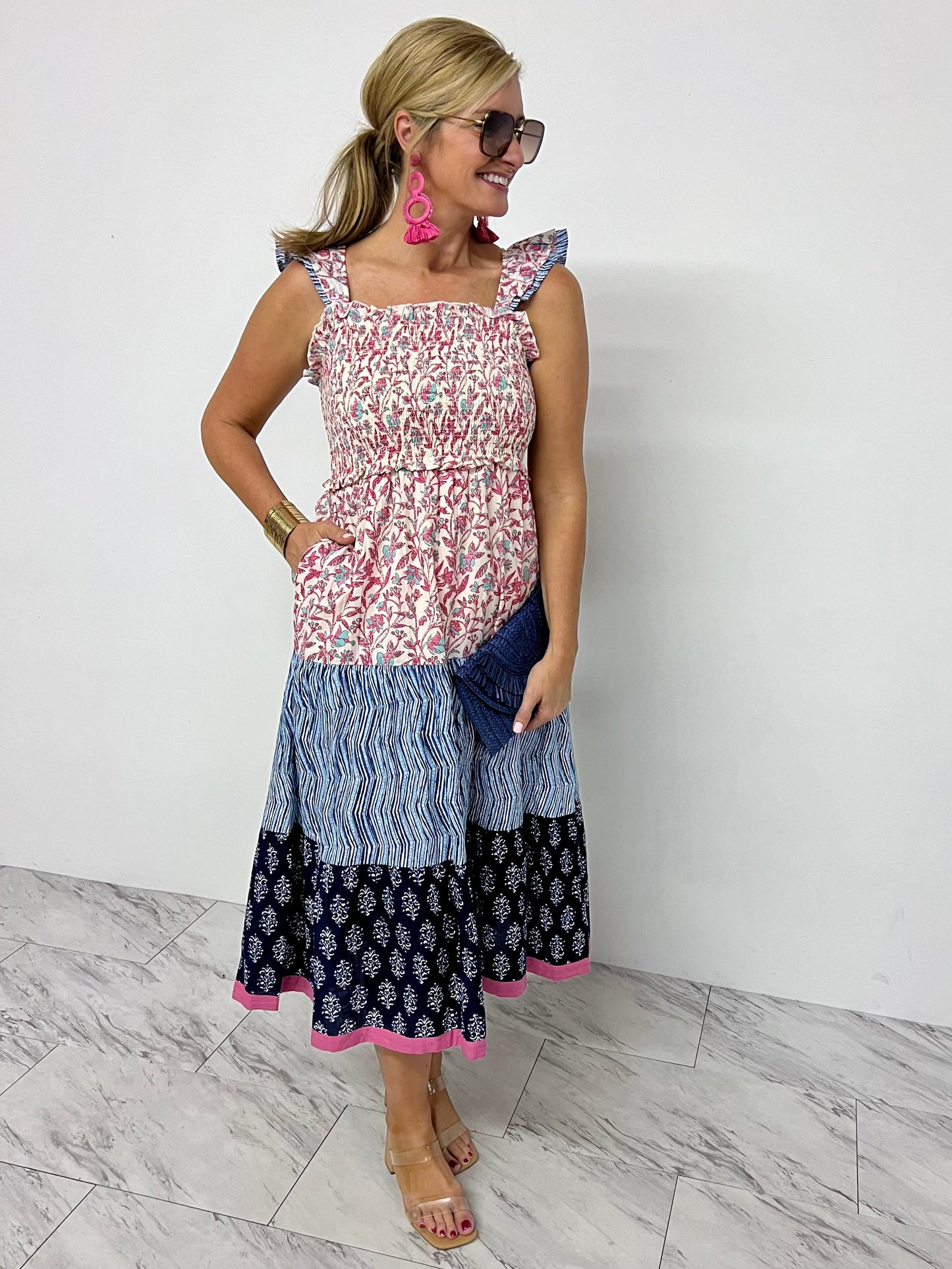 The Eve Mix Smocked Maxi Dress- FINAL SALE