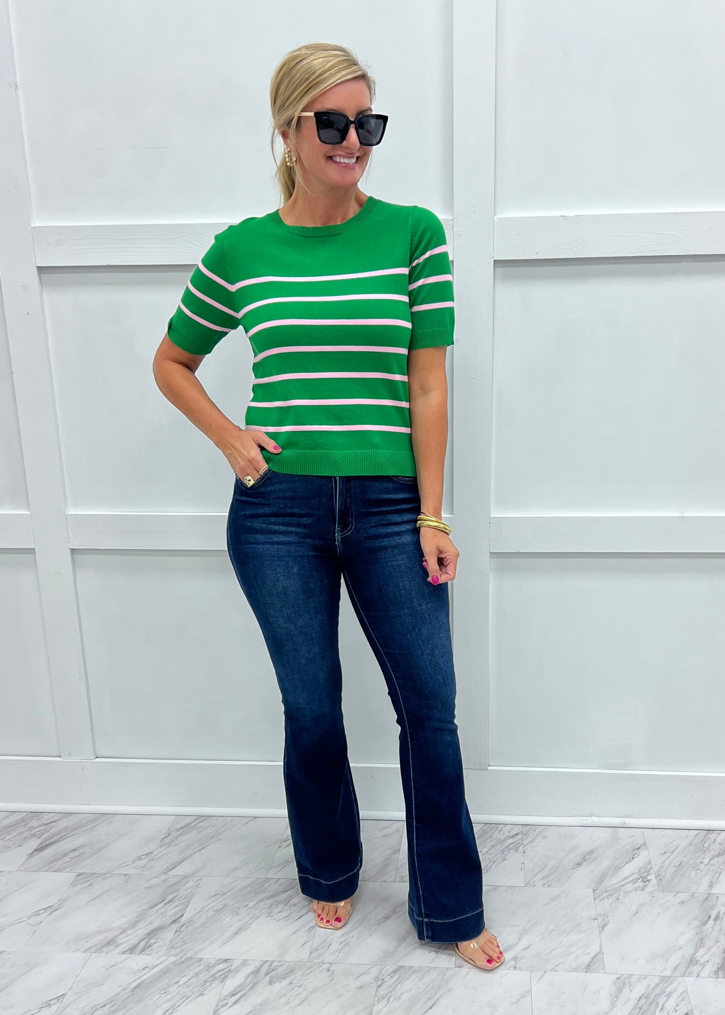 Serena Stripe Sweater (Green)