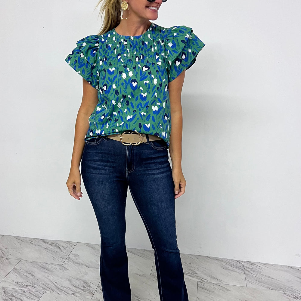 
                  
                    Arielle Floral + Pleat Neck Top - FINAL SALE
                  
                