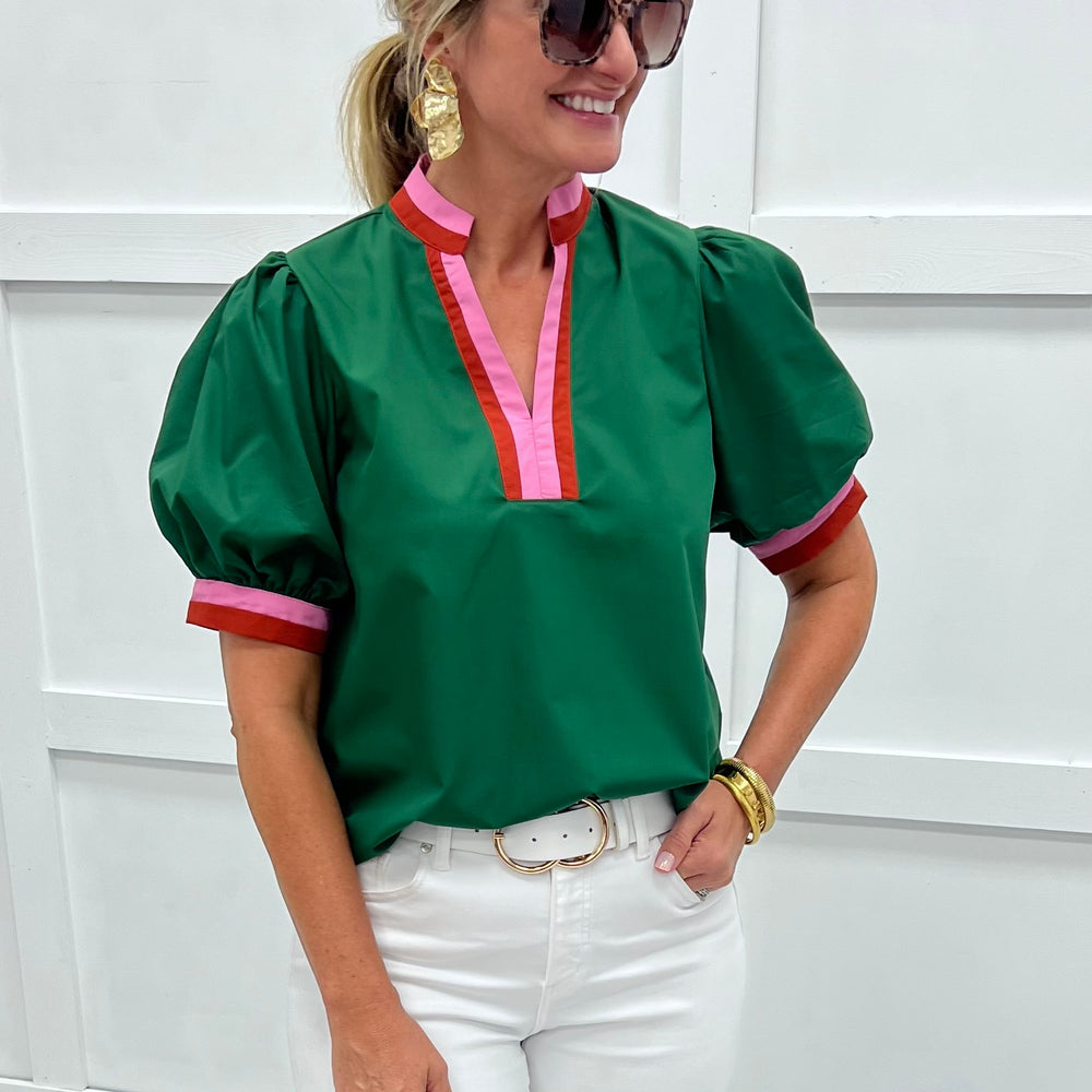 Can't Forget You Stripe Detail Top (Green)
