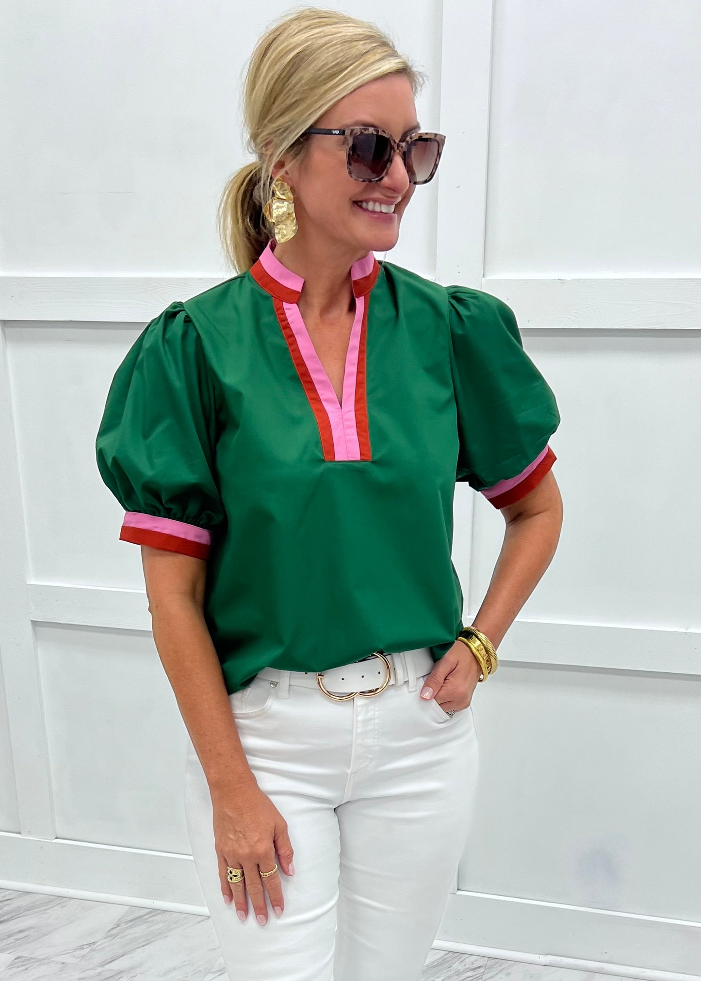 Can't Forget You Stripe Detail Top (Green)