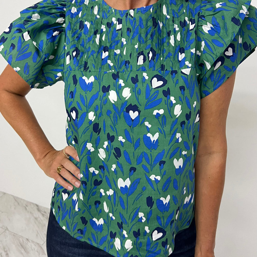 
                  
                    Arielle Floral + Pleat Neck Top - FINAL SALE
                  
                