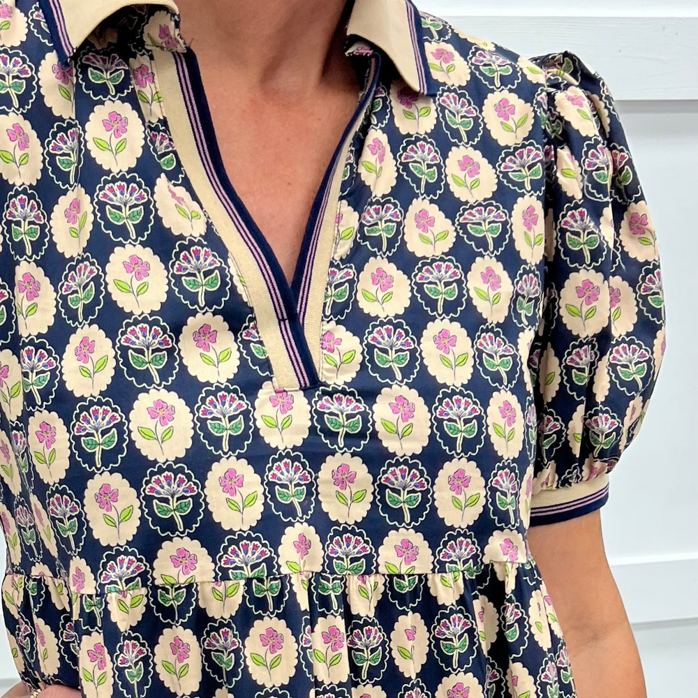 Georgie Print + Collar Dress