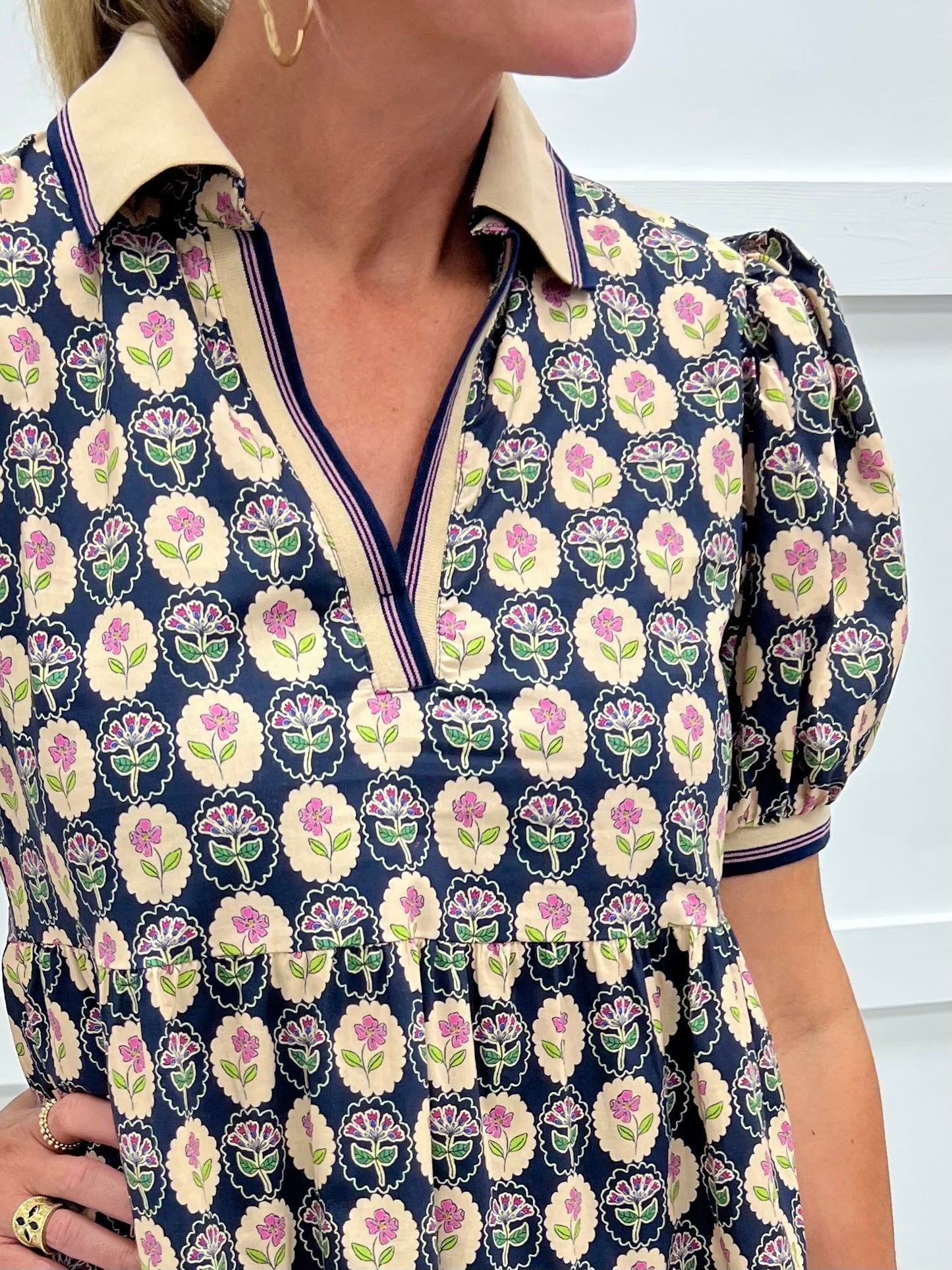 Georgie Print + Collar Dress