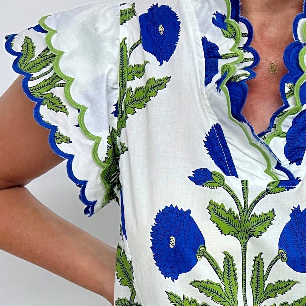 Maya Floral + Scallop Detail Top