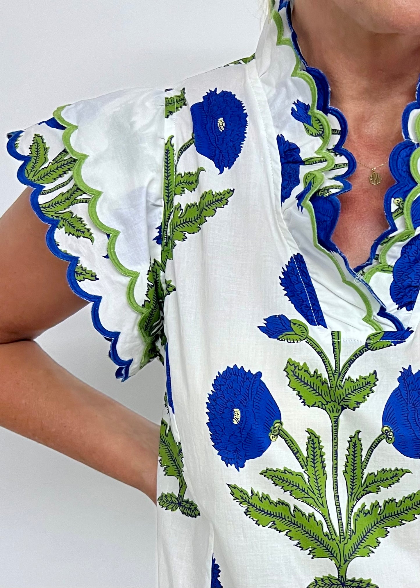 Maya Floral + Scallop Detail Top