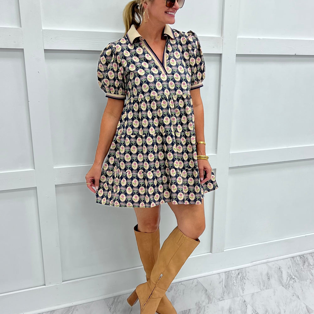 Georgie Print + Collar Dress