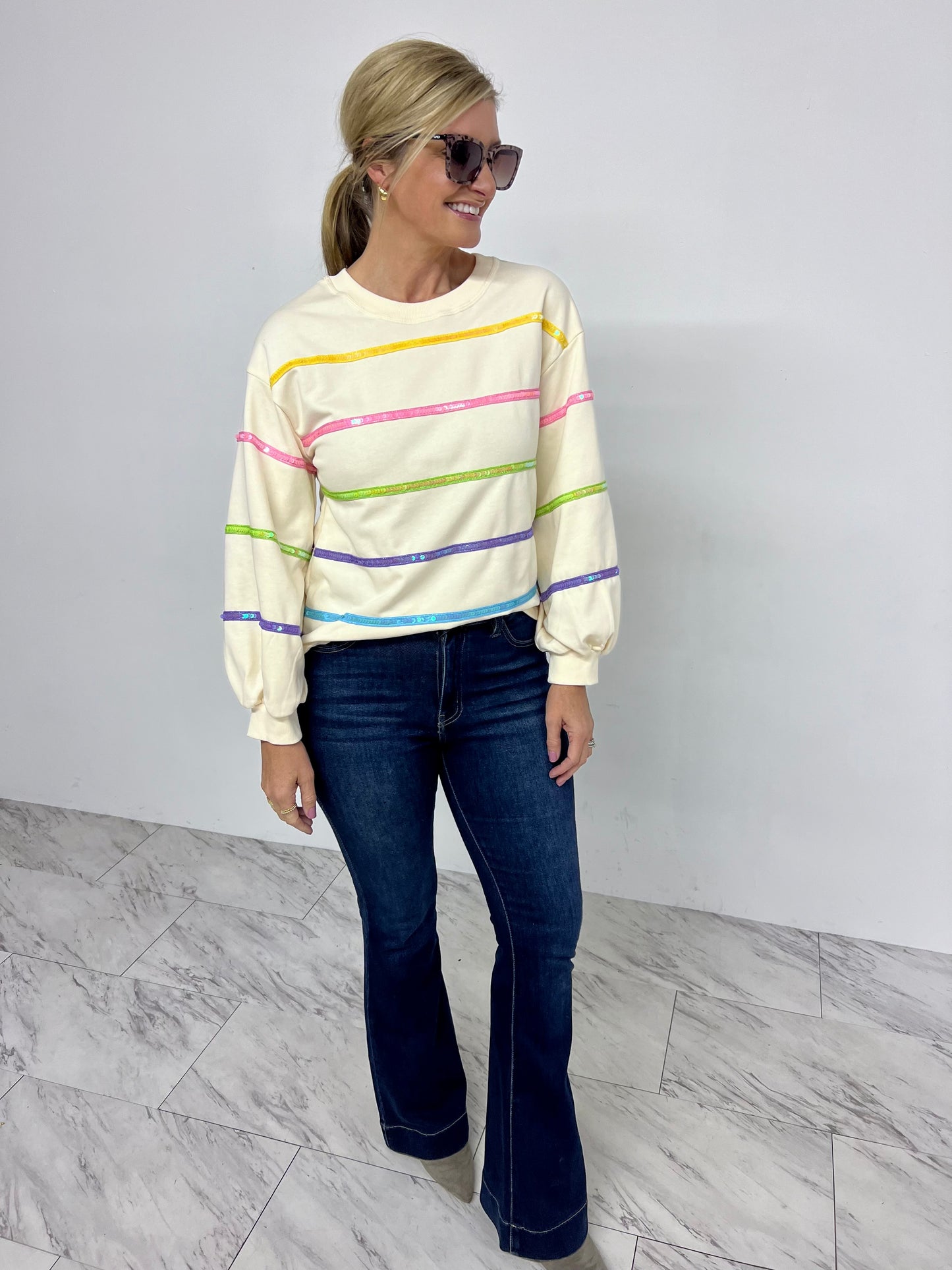 Skipper Sequin Stripe Top