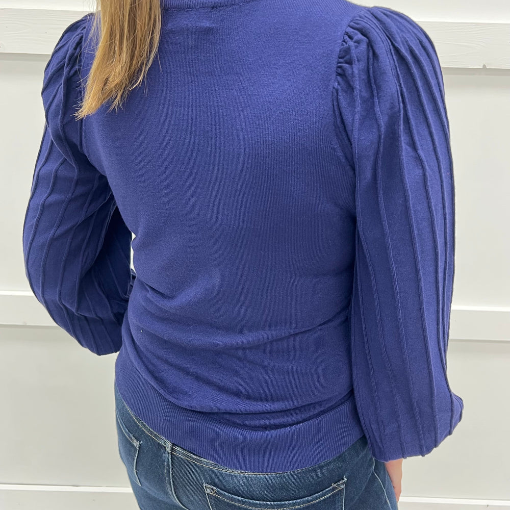 
                  
                    Verona Pleat Sleeve Sweater (Navy)
                  
                