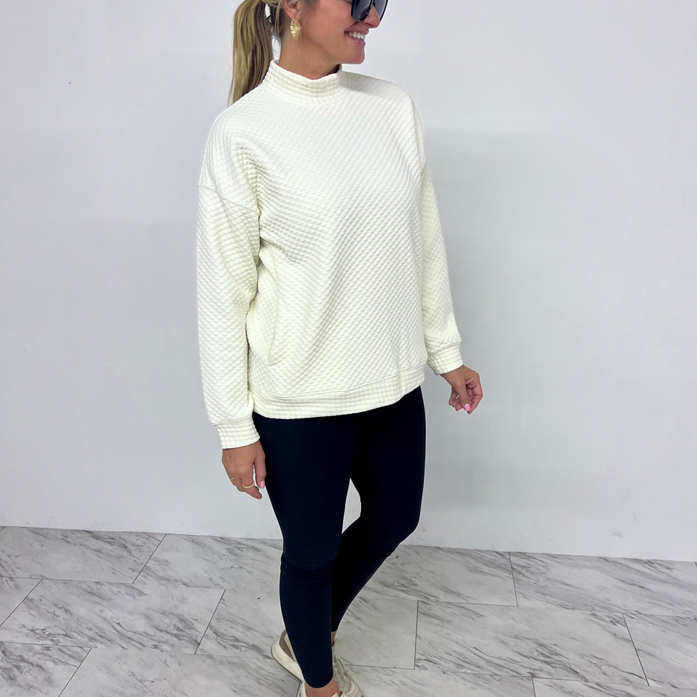 Tessa Textured Mock Neck Top