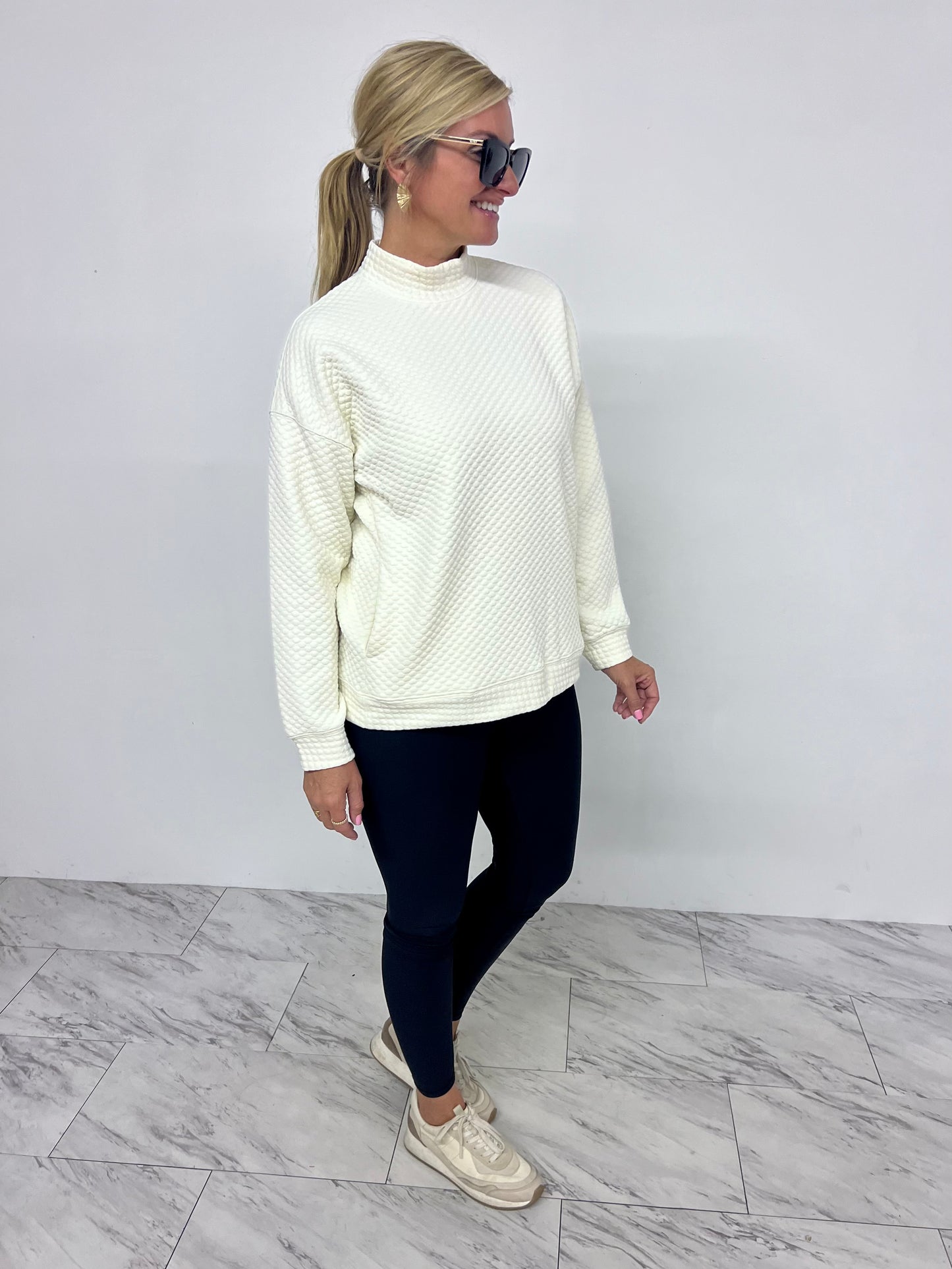 Tessa Textured Mock Neck Top