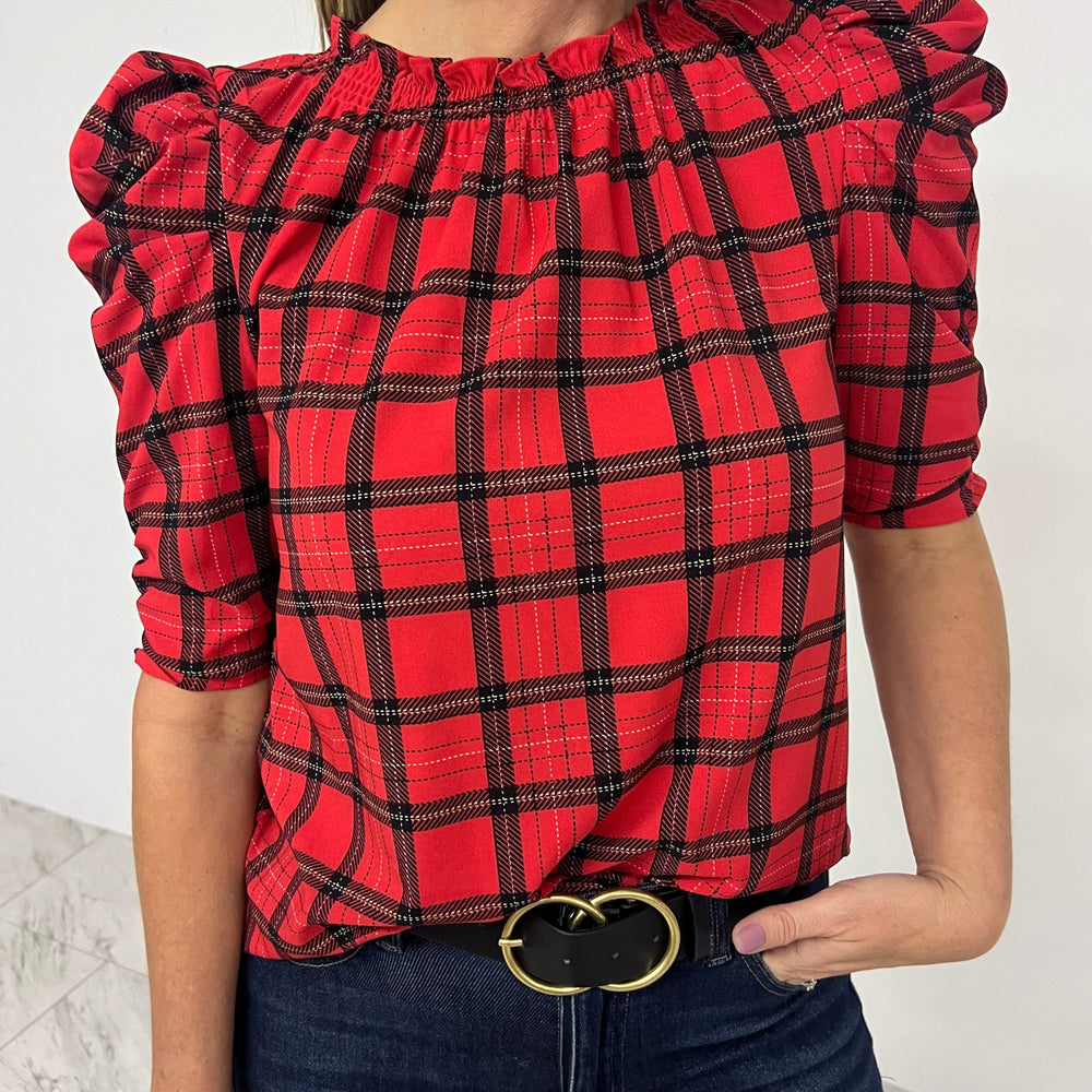 The Holly Plaid Top (red)