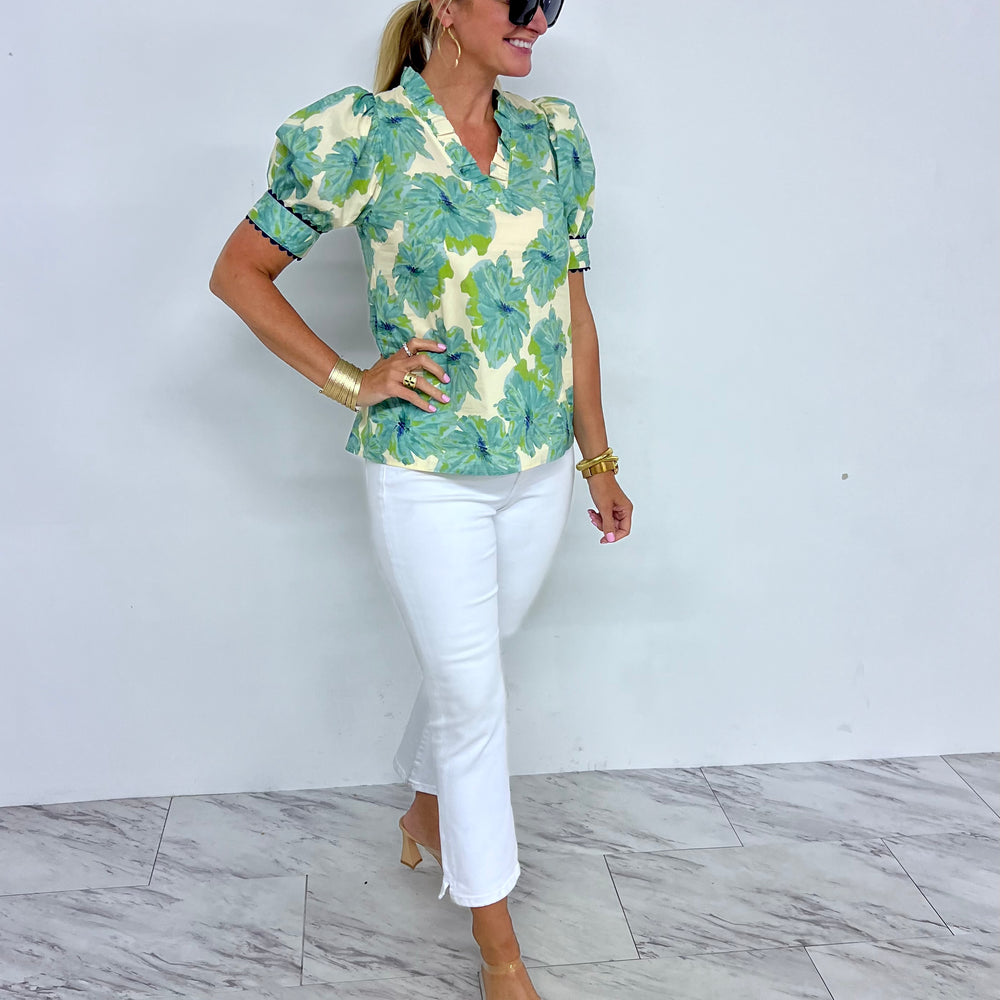 Magnolia Mint Floral Top